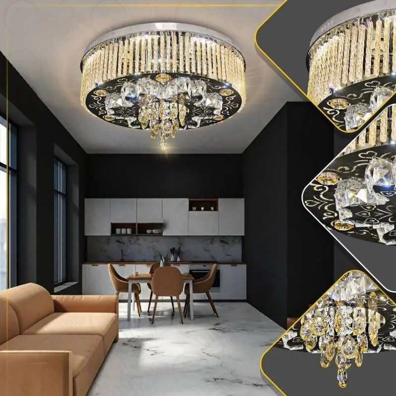 نجفة كريستال بلوتوث مقاس 55 سم – 4 إضاءات