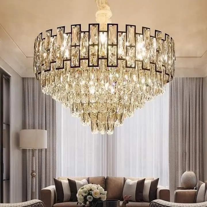 نجفة وردة كريستال (40سم, ذهبي)